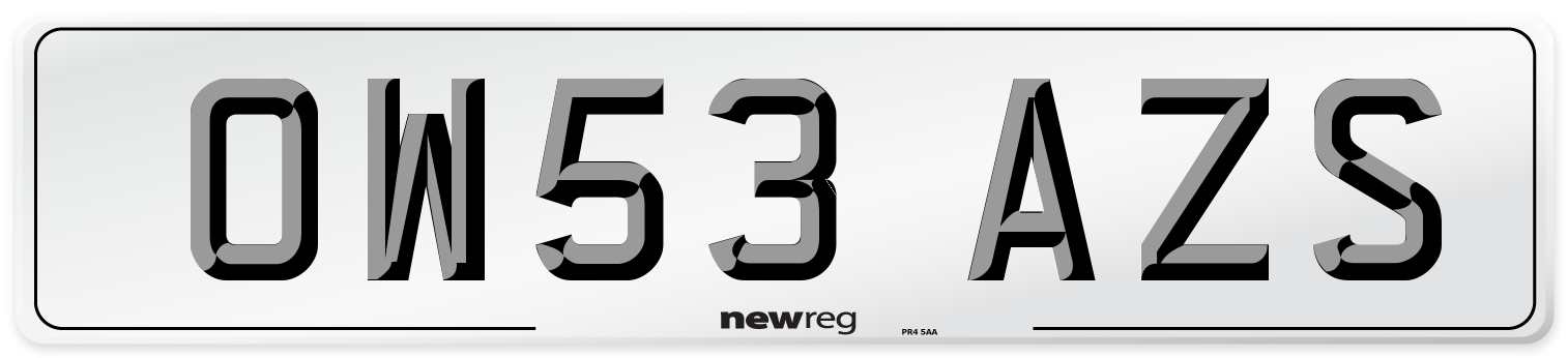 OW53 AZS Number Plate from New Reg